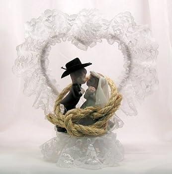 Cowboy Couple in Rope Love Knot Western Cake Top