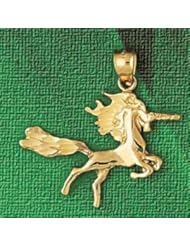 Dazzlers Solid 14k Gold 3D Unicorn Horse Charm Pendant Available in three colors from jewelsberry (weights: 2.4 grams only)