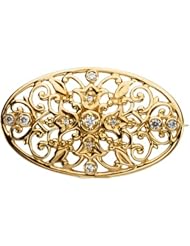 14K Yellow Gold Diamond Brooch - 0.15 Ct. -- LIFETIME WARRANTY