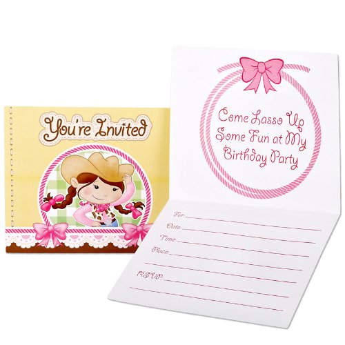 Pink Cowgirl Invitations (8) Party Supplies