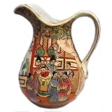 Oriental Rose Medallion Pitcher - hand painted porcelain