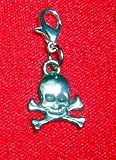 Skull and Crossbones PIRATE / Jolly Roger Pet Collar Charm-pewter