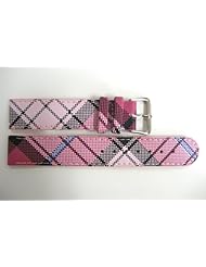 18mm Pink Plaid Stitched Watch Band Strap