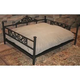 Wrought Iron Dog Bed Frame With Dog Pillow, Made in USA, includes 3 sizes, small dog beds, medium dog beds and large dog beds