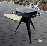 Design BBQ Holzkohlegrill Rundgrill Edelstahlrost Echtholzablage