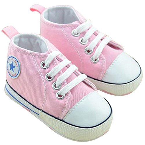 Dealzip Inc Toddler Infant Baby Boy Girls Soft Sole Canvas Sneaker for Prewalker(12-18 months,Pink)