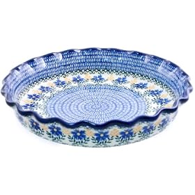 Polish Pottery Ruffled Pie Plate 10 1/4