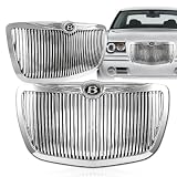 2005 - 2010 Chrysler 300 300C Chrome Front Vertical Hood Bumper Grille w  B Emblem by RS Type