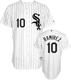 MLB Men's Chicago White Sox Alexei Ramirez Six Button Authentic Home Jersey (Wht/Blk Pnstrp, 40/Medium)