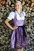 Trachten Dirndl-Set , 3tlg , mini , kurz, inkl. Schürze und Bluse, aus Seide in flieder-lila, Wiesn Minidirndl, Größe 44