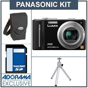 Panasonic Lumix DMC-ZS7K Digital Camera Kit - Black - with 4 GB SD Memory Card, Camera Case, Table Top Tripod