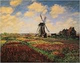 Posters: Claude Monet - Tulip Fields with Windmill Art Print (28 x 36 cm)
