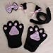 Black Cat Cosplay Set Paw Claw Gloves Ear Hairclip Tail Bow Tie Costume