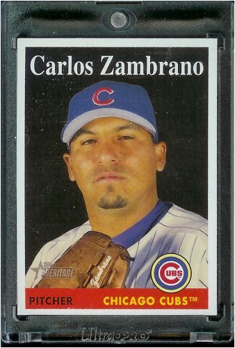 2007 Topps Heritage Baseball Card # 372 Carlos Zambrano Chicago Cubs - Mint Condition - In Protective Display Case