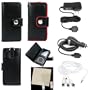 PCMICROSTORE Brand 4n1 Combo Kit for Microsoft Zune 4gb 8gb Premium Leather Wallet Case with LCD Screen Shield Protector - Bundled with 12v Rapid Premium Car Charger - Home Travel Wall AC Adapter Charger - AV Audio Video Cable - 5 Color Choices