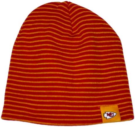 KANSAS CITY CHIEFS Cuffless Striped Knit Beanie Hat Ski Cap by Reebok