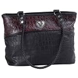 EmbassyTM Ladiess Handbag with Alligator Embossed Italian StoneTM Design Genuine Lambskin Leather