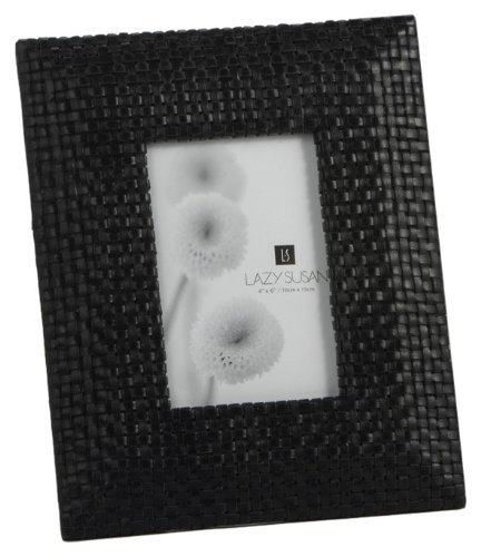 Best Cheap Lazy Susan Black Leather Woven Frame, 4 x 6-Inches