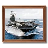 USS John C Stennis Aircraft Carrier Naval Ship Military Wall Picture Oak Framed Art Print