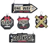 Pittsburgh Penguins Metal Street Sign Christmas Ornaments 5 Pack