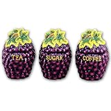 GRAPES 3-D Canister Set of 3 Canisters Grape Vine NEW
