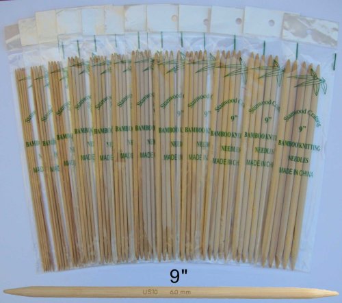 9" Double Point Bamboo Knitting Needles 12 Sets of 5 Pieces per Set (60 Pieces in Total)