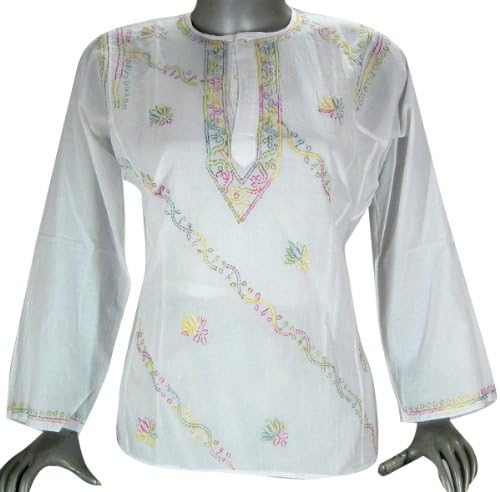 Tank Top for Ladies Embroidered Dresses India Clothing - Length 27" , Bust 34" (S)