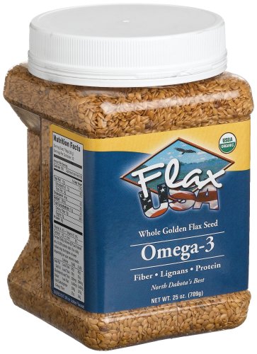 Flax Usa Organic Whole Golden Flax Seed, 25-Ounce Canister (Pack of 4)