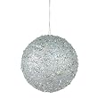 Fancy Silver Holographic Glitter Drenched Christmas Ball Ornament 3" (80mm)