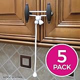 Kiscords Baby Safety Cabinet Locks For Knobs Child Safety Cabinet Latches For Home Safety Strap For Baby Proofing Cabinets Kitchen Door RV No Drill No Screw No Adhesive / Color White/ 5 Pack