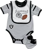 Oakland Raiders Infant Creeper, Bib and Bootie Set - 12 months