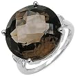 13.00 Carat Genuine Smoky Topaz & Diamond Sterling Silver Ring