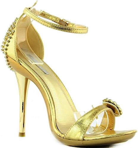 Riplay Womens Elegant Flower Stiletto High Heel Evening Ankle Strap Sexy Rhinestone Chandelier Sandals Gold