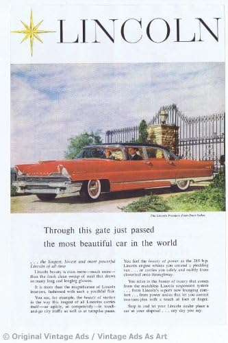 1956 Lincoln Premiere 4 Door Sedan Red Vintage Ad
