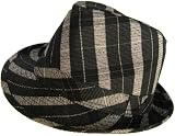 Large Plaid Black & Silver Fedora Lurex Stitch Retro Trilby Polyester Summer Rex Golf