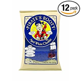 Pirate's Booty, Aged White Cheddar, 4-Ounce Bags (Pack of 12)