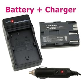 eForCity Replacement BP-511 BP-512 Li-ion Battery and Charger with Free Car Adapter for Canon EOS 50D