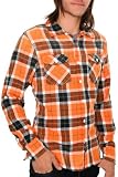 Orange Black White Plaid Flannel Woven