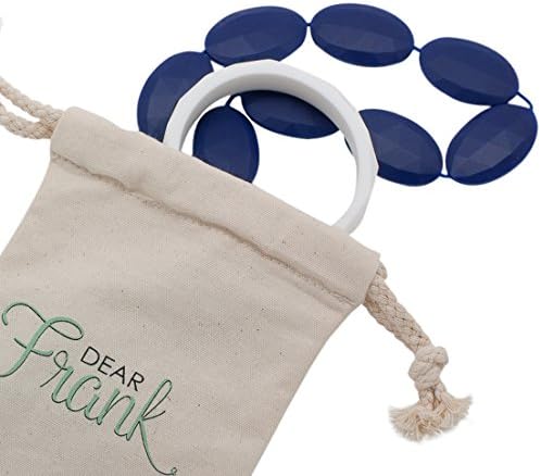 Dear Frank 'Madison' Nursing Necklace for Mom Plus Free Bracelet | Silicone Teething Necklaces Make the Perfect Baby Shower Gift | Navy Beads with White Accent Bracelet