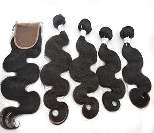 Le Charme 5Bundles Brazilian virgin brazilian remy hair Best Hair Extentions Body Waves Weft and Closure 4Pieces 10inch and 1Piece Remy Hair Closure(4*4)10inch