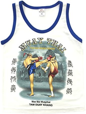 Paint My Love' Muay thai tank top &amp; 100% Cotton Tank Top Boy White Pack of 2