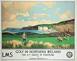 Vintage Golf - Golf In Northern Ireland by Tc Chiu. Art Print Poster. 28 inches width by 22 inches height.