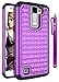 LG K8 Case, LG Escape 3 Case, LG Phoenix 2 Case, Style4U Studded Rhinestone Crystal Bling Hybrid Armor Case Cover for LG K8 / LG Escape 3 / LG Phoenix 2 with 1 Style4U Stylus [Purple / Black]