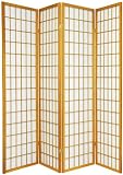 Asian Furniture - 6ft. Window Pane Japanese Shoji Privacy Screen Room Divider - 4 Panel Honey