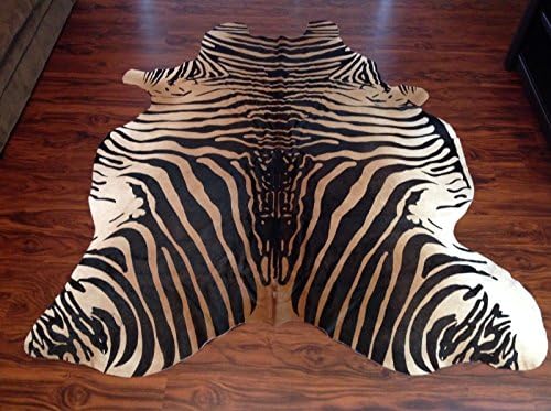Pretty Tan Cowhide Rug Printed on Zebra 87 X 73 Inches Ks219