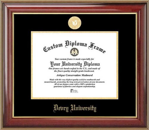 DeVry University - Gold Medallion - Mahogany Gold Trim - Diploma Frame DeVry University - Gold Medallion - Mahogany Gold Trim - Diploma Frame