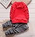 2PCS Baby Boys Girls Cartoon Clothing Set Long Sleeve Shirt and Pants 4Years Red