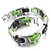 Men's Stainless Steel Rubber Bracelet Link Wrist Silver Black Light Green Punk Rock Biker