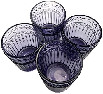 Riimax Old Fashioned Dinnerware 13 oz Juice Glasses Tumblers Set of 4 (Purple)