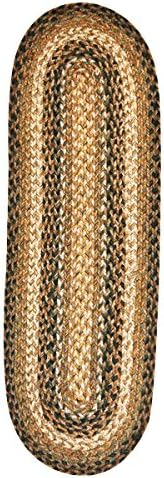 Homespice Decor Coffee Jute Braided Table Runner Size 11" x 36" Coffee Table Runners (Oval) With Chanasya Polish Cloth Bundle